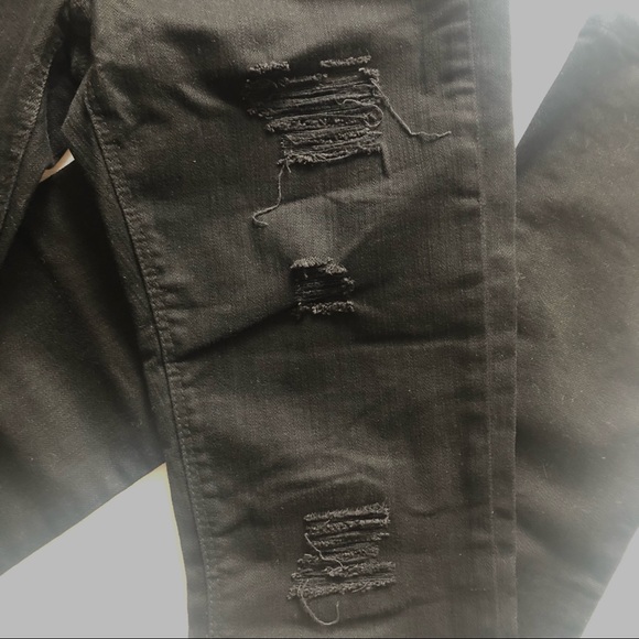 Junk Size 10 Black Distressed Jeans Mid Rise Slim Fit 5 pockets 98% cotton - Picture 9 of 11